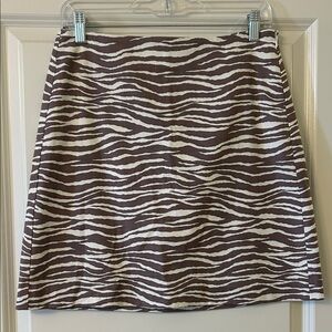 NWOT Loft Brown Zebra Pattern Skirt size 4